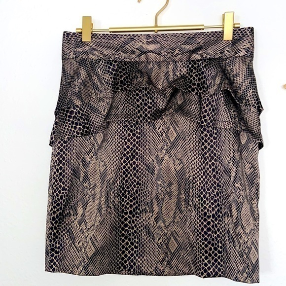 Solemio Snake Skin Print Peplum Ruffle Skirt Sz. M - Picture 1 of 4